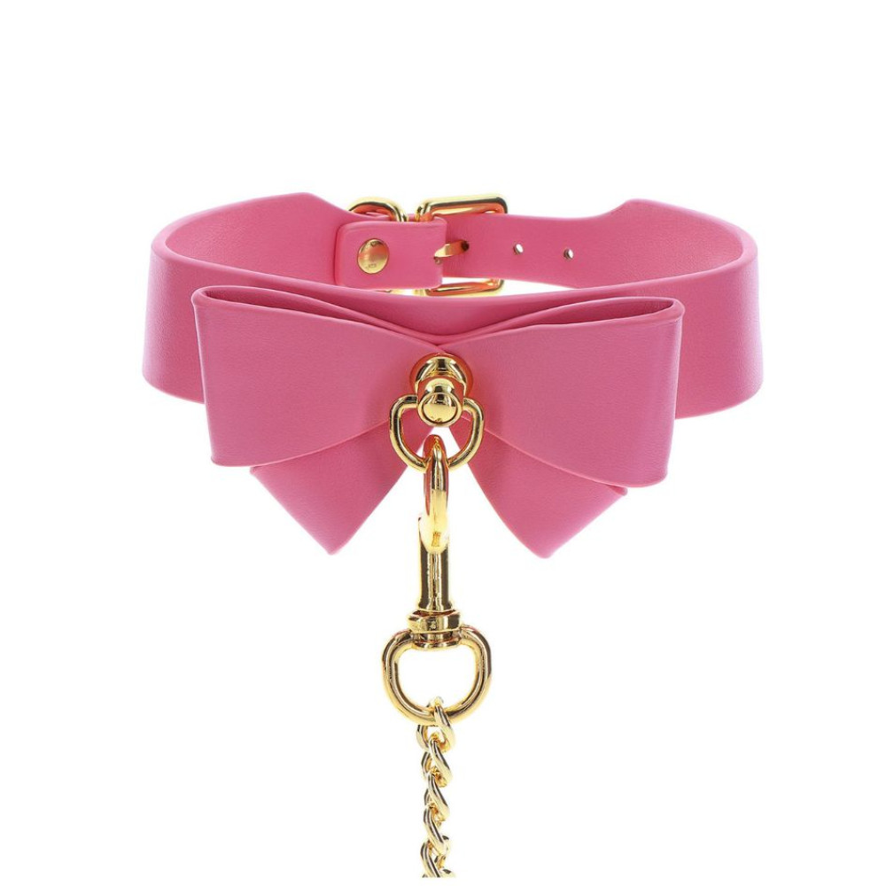 Ошейник с поводком Taboom Malibu Collar and Leash из веганской кожи, розовый, фото №5 — секс шоп Украина, NO TABOO