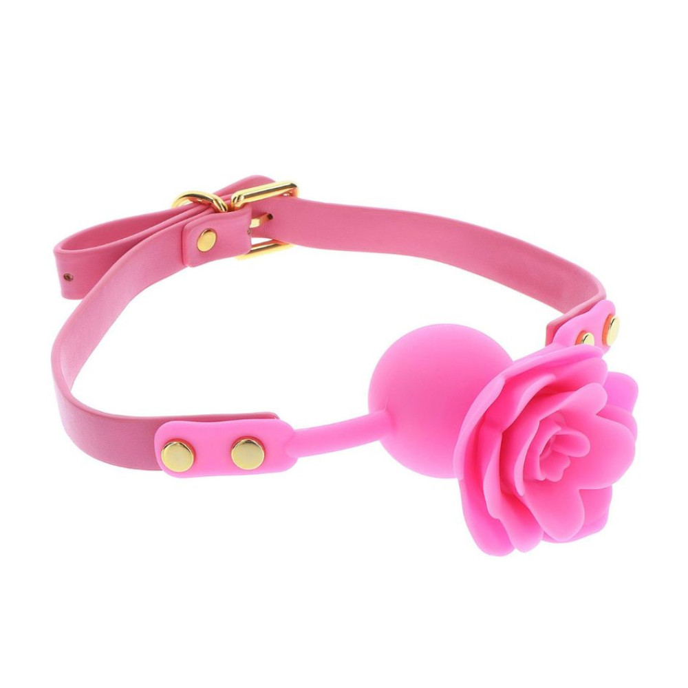 Кляп роза Taboom Malibu Rose Ball Gag розовый, фото №2 — секс шоп Украина, NO TABOO
