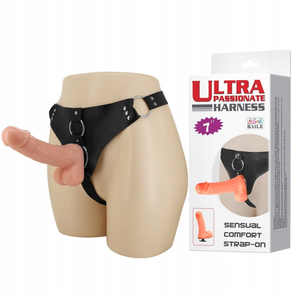Страпон на ремнях Baile Lybaile Passionate Harness реалистичный, 18.3 см x 4.5 см фото №3 — секс игрушки: Украина, NO TABOO