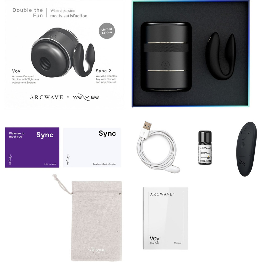 Набор для пар мастурбатор Voy + We Vibe Sync 2, Double the Fun, черный фото №12 — секс игрушки: Украина, NO TABOO