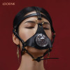 Маска на голову с поводком и ошейником LOCKINK Blowjob Head Harness Muzzle for Puppy Play для минета, черная, фото №6 — секс шоп Украина, NO TABOO