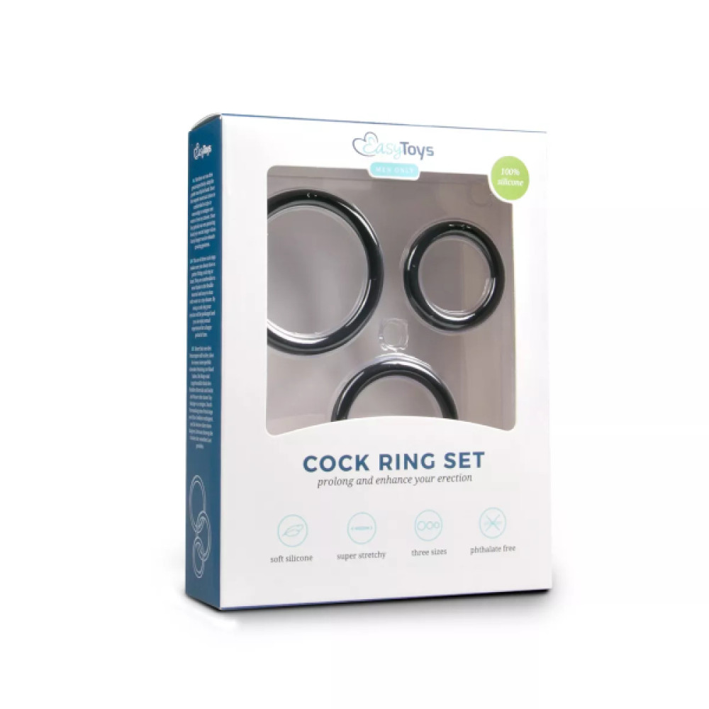 Набор колец для пениса Easytoys Men Only Cock Ring Set 3 шт, разного размера, черный фото №2 — секс игрушки: Украина, NO TABOO