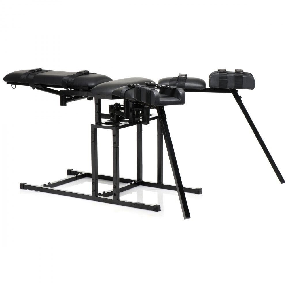 Бондажный стул Master Series Leg Spreader Obedience Chair с фиксаторами, черный, фото №4 — секс шоп Украина, NO TABOO