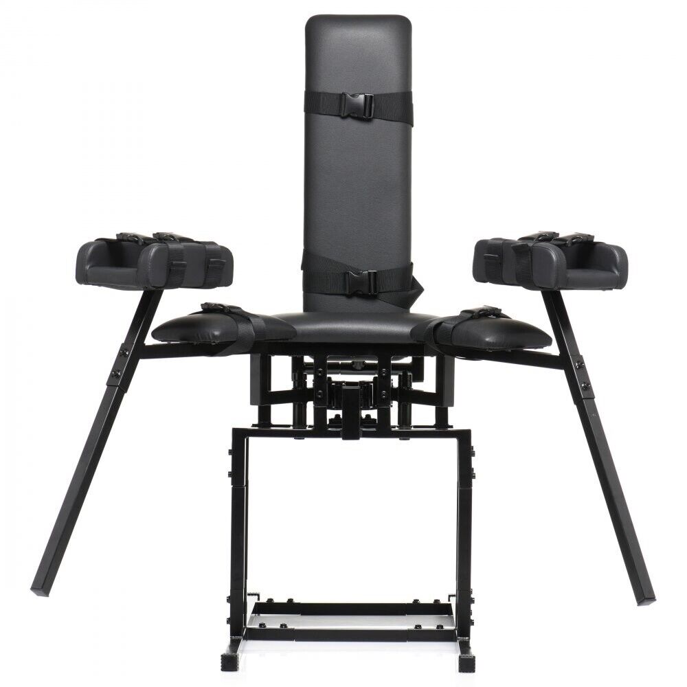 Бондажный стул Master Series Leg Spreader Obedience Chair с фиксаторами, черный, фото №0 — секс шоп Украина, NO TABOO