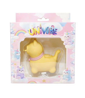 Стимулятор клітора з язичком UNIVIBE у вигляді котика, жовтий, 6.5 см - No Taboo