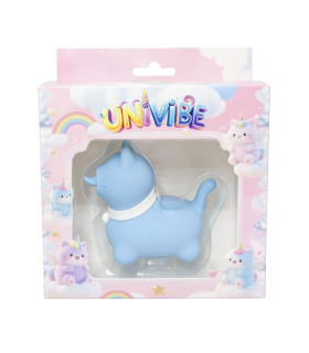 Стимулятор клитора UNIVIBE в виде котика, с длинным вращающимся язычком, синий, 6.5 см - No Taboo