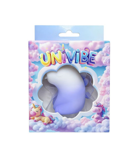 Стимулятор клитора с язычком UNIVIBE Единорог бело-фиолетовый, 7.5 см - No Taboo