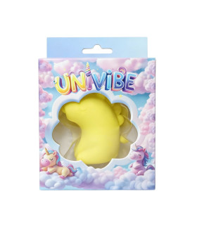 Стимулятор клітора з пульсацією UNIVIBE Єдиноріг жовтий, 7.5 см - No Taboo