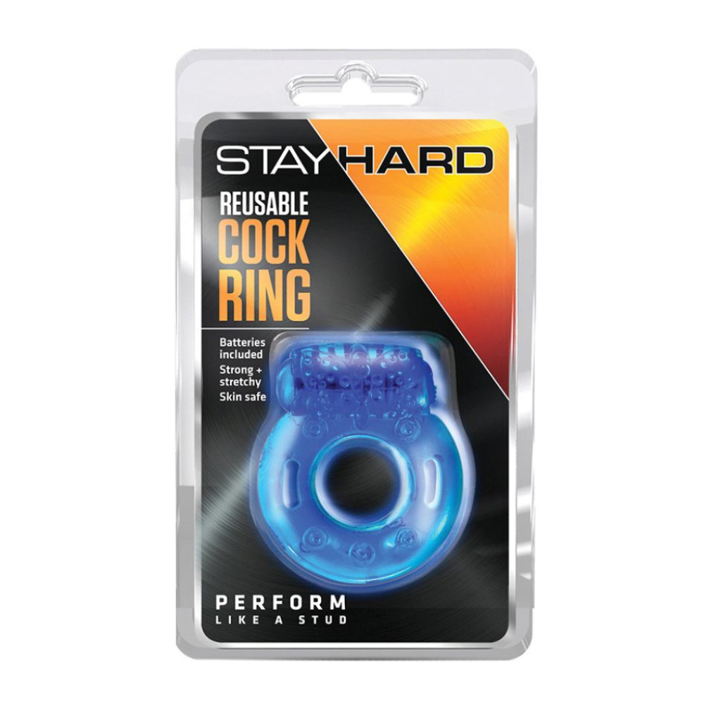 Кольцо для пениса Stay Hard Blue от Blush Novelties с вибрацией, синее фото №0 — секс игрушки: Украина, NO TABOO