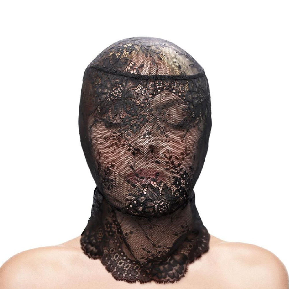 Кружевная маска на всё лицо NS Novelties Fetish & Fashion Lace Hood чёрная, OS, фото №0 — секс шоп Украина, NO TABOO