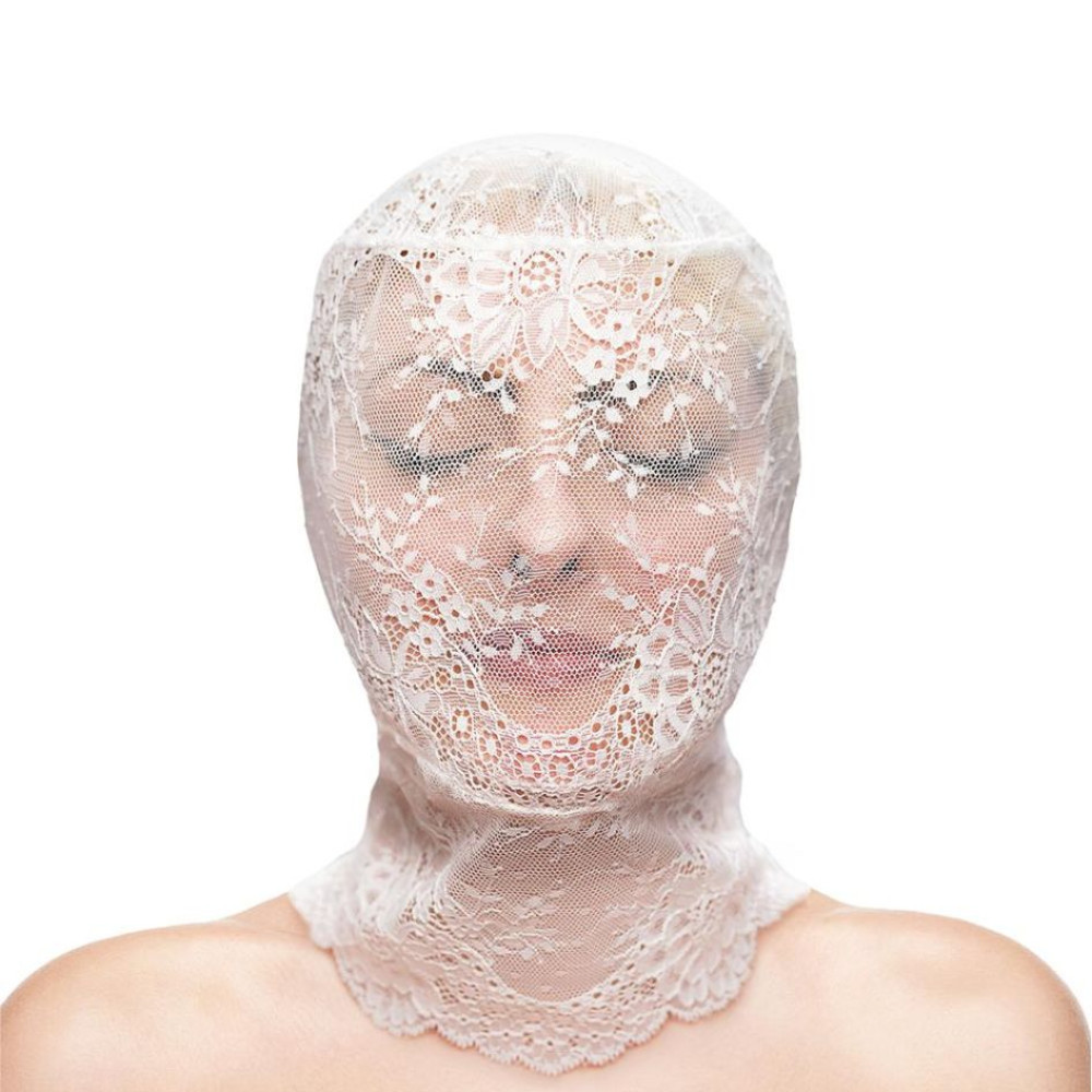 Кружевная маска на всё лицо NS Novelties Fetish & Fashion Lace Hood белая, OS, фото №0 — секс шоп Украина, NO TABOO