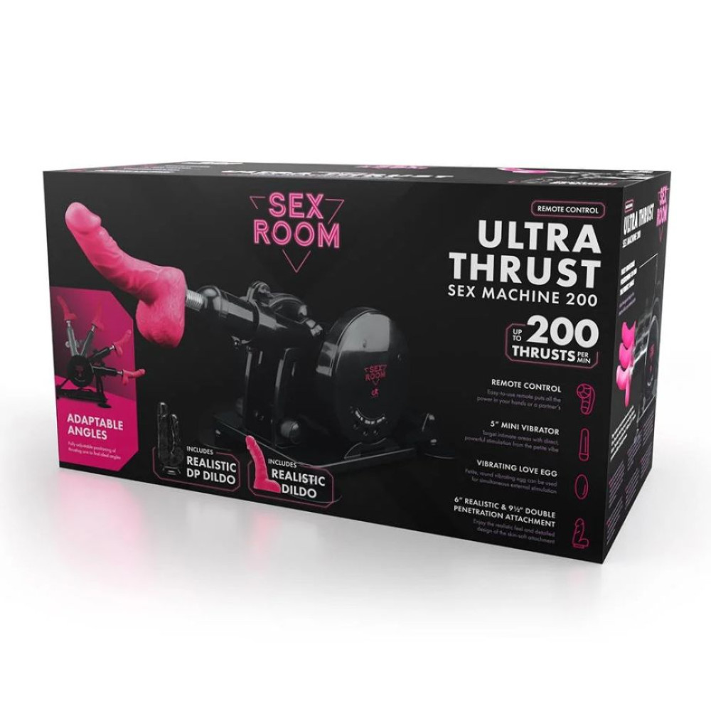 Секс-машина Dreamtoys Sex Room Sex Machine с насадками и пультом, черная фото №2 — секс игрушки: Украина, NO TABOO