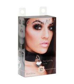 Нашийник Kinky Diva Heart Lock & Key із замочком і ключиком, чорний зі срібною фурнітурою - No Taboo