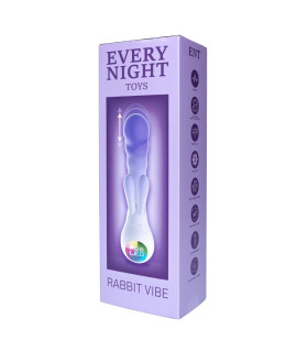Вибратор-кролик со светодиодом Every Night Rabbit Vibe для точки G, фиолетовый, 19.3 х 4.8 см - No Taboo