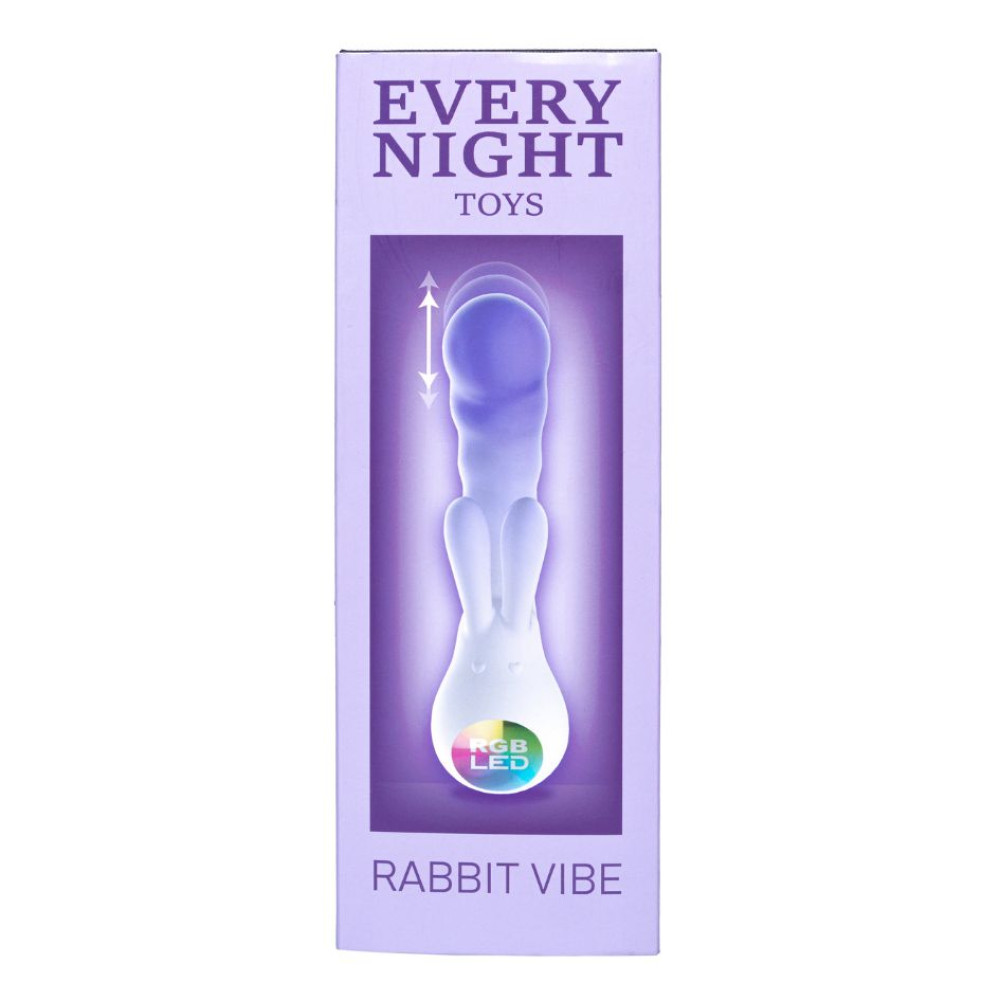 Вибратор-кролик со светодиодом Every Night Rabbit Vibe для точки G, фиолетовый, 19.3 х 4.8 см фото №6 — секс игрушки: Украина, NO TABOO