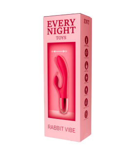 Вибратор-кролик с горизонтальными движениями Every Night Toys для точки G, красный, 21 х 3.4 см - No Taboo