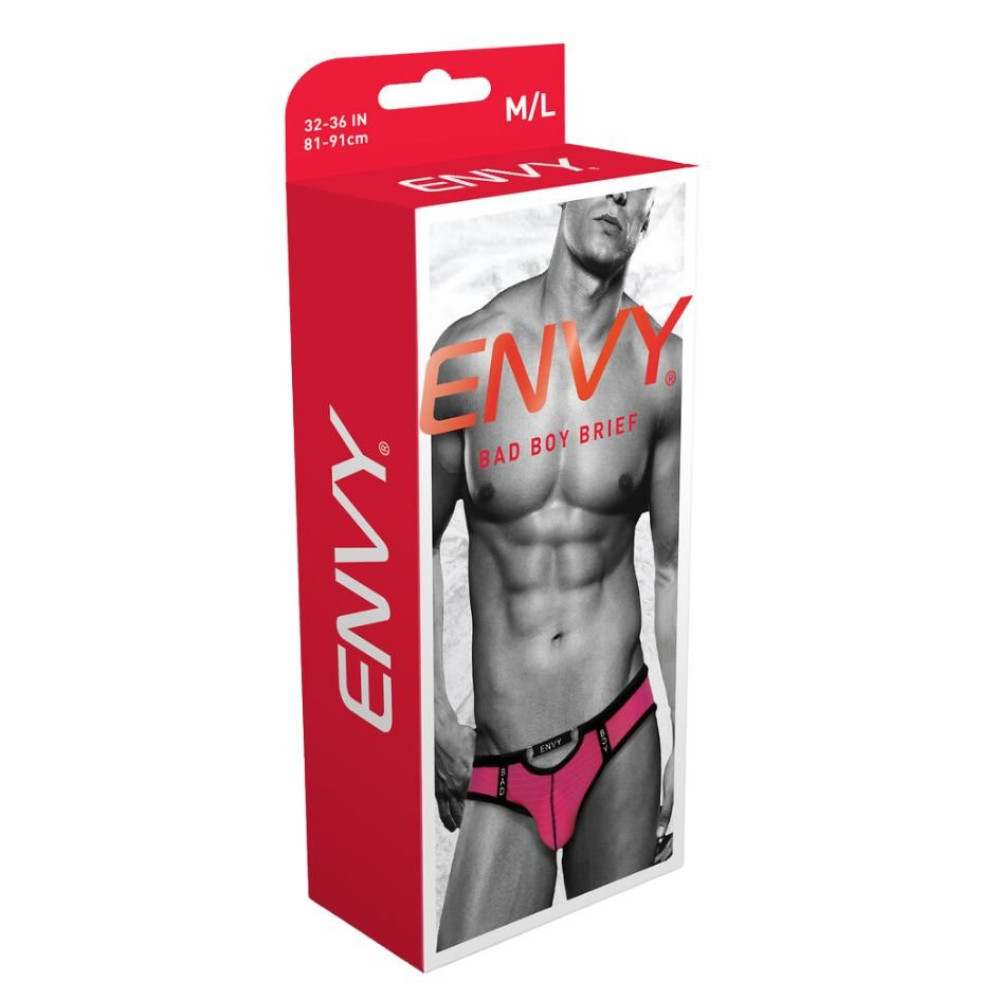 Трусы с вырезом спереди Envy Bad Boy для мужчин, розовые, M/L, фото №2 — секс шоп Украина, NO TABOO