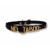 Чокер с надписью NO TABOO от UPKO из итальянской кожи, черный с золотой фурнитурой, фото №3 — секс шоп Украина, NO TABOO