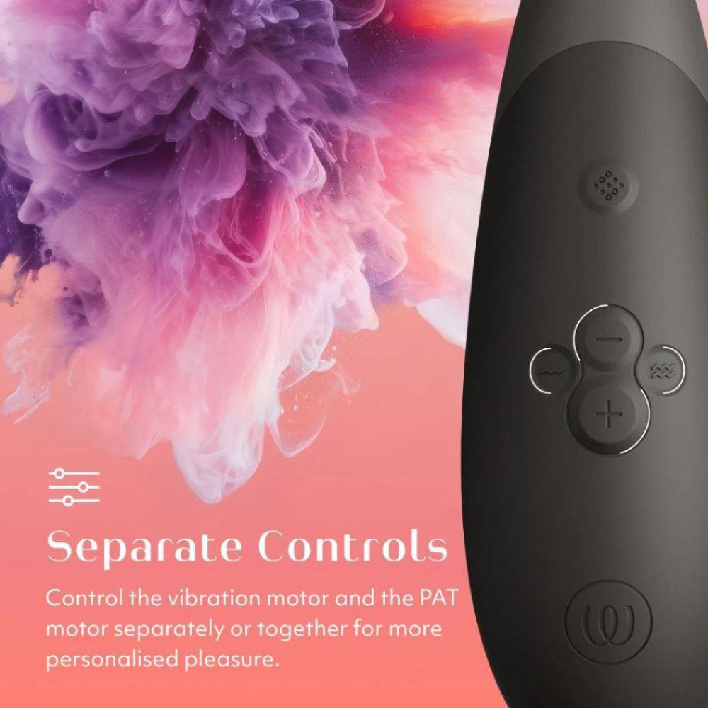 Клиторальный стимулятор 2 в 1 Womanizer Enhance Black вакуумная стимуляция и вибрация, черный фото №7 — секс игрушки: Украина, NO TABOO