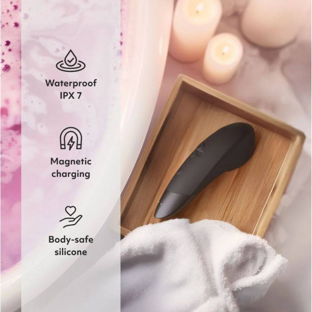 Клиторальный стимулятор 2 в 1 Womanizer Enhance Black вакуумная стимуляция и вибрация, черный фото №9 — секс игрушки: Украина, NO TABOO