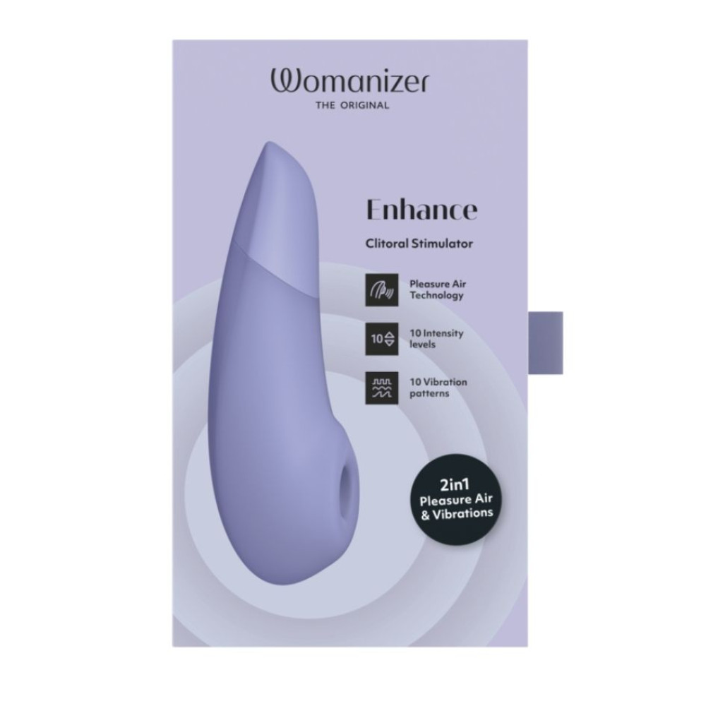 Клиторальный стимулятор 2 в 1 Womanizer Enhance Lilac вакуумная стимуляция и вибрация, лиловый фото №17 — секс игрушки: Украина, NO TABOO