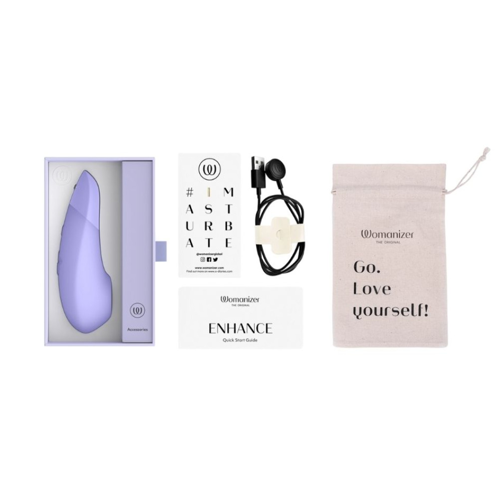 Клиторальный стимулятор 2 в 1 Womanizer Enhance Lilac вакуумная стимуляция и вибрация, лиловый фото №21 — секс игрушки: Украина, NO TABOO