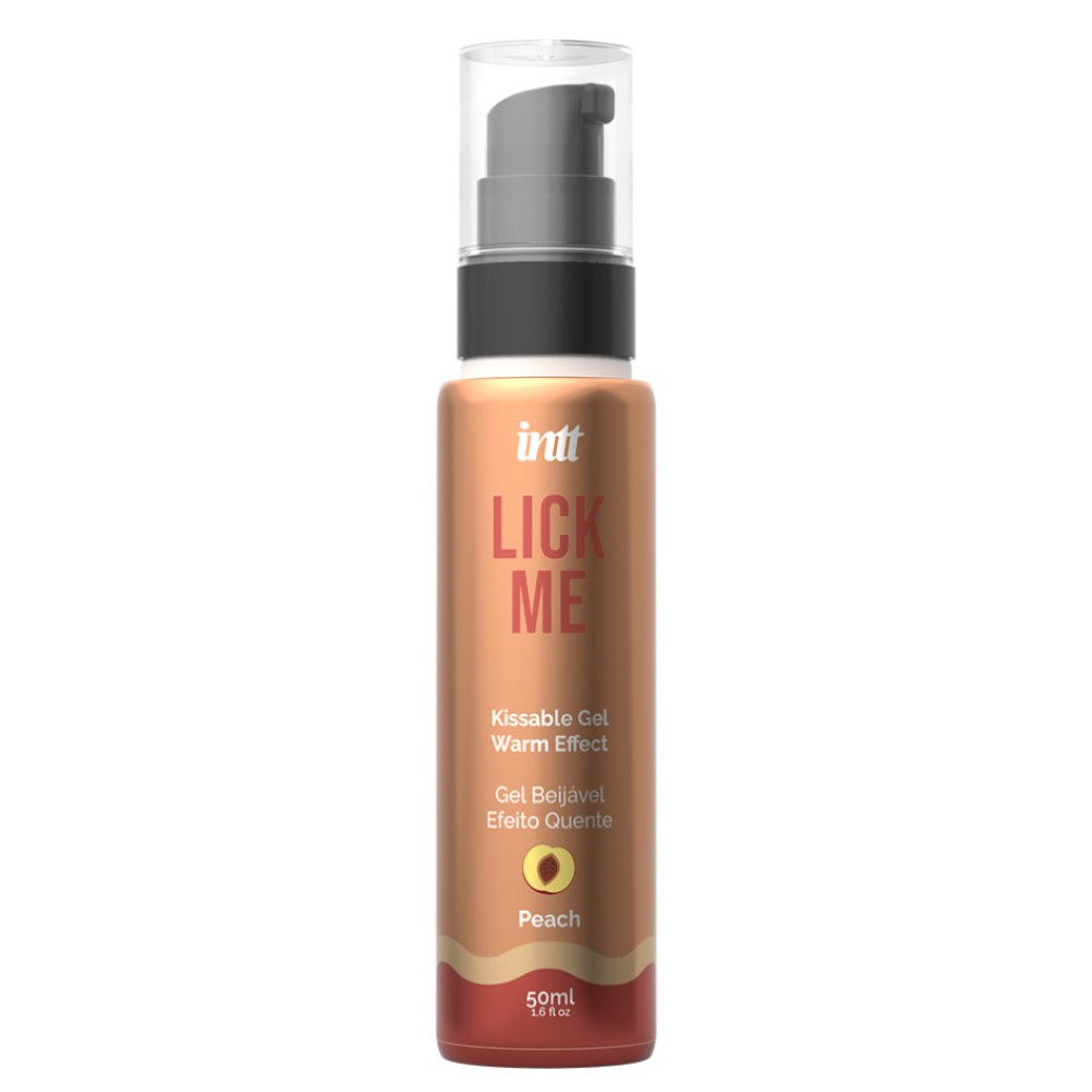 Съедобный лубрикант INTT Lick Me Peach со вкусом персика с эффектом тепла, 50 мл, фото №3 — секс шоп Украина, NO TABOO