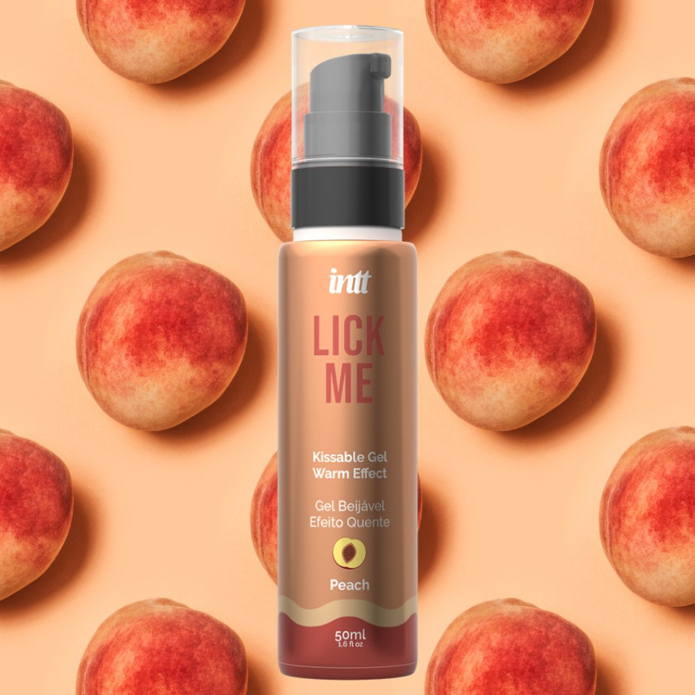 Съедобный лубрикант INTT Lick Me Peach со вкусом персика с эффектом тепла, 50 мл, фото №0 — секс шоп Украина, NO TABOO
