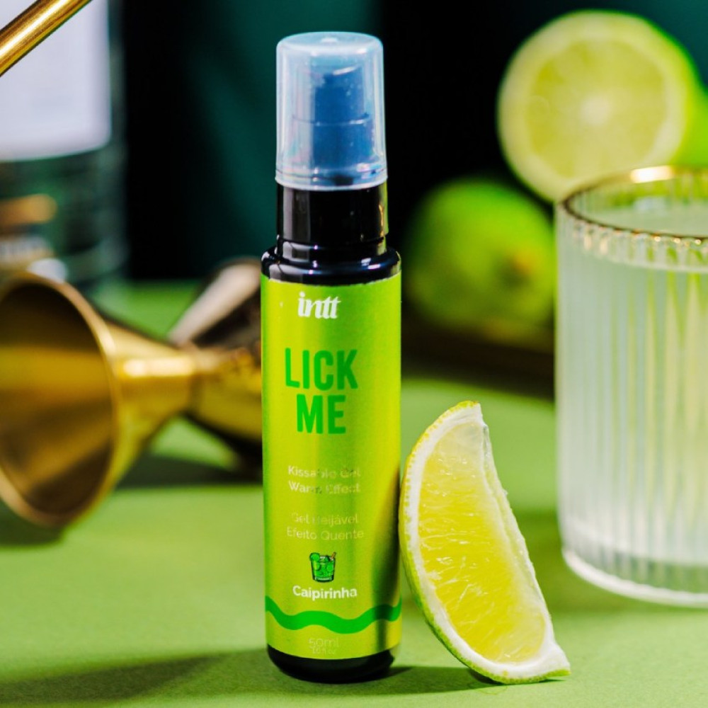 Съедобный лубрикант с эффектом тепла INTT Lick Me Caipirinha со вкусом лайма, 50 мл, фото №2 — секс шоп Украина, NO TABOO