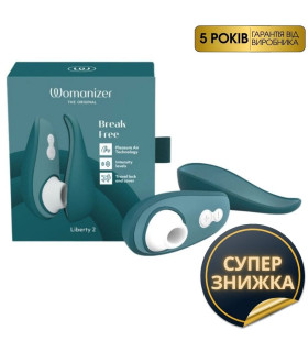 Вакуумный стимулятор клитора Womanizer Liberty 2 Dark Petrol, синий - No Taboo