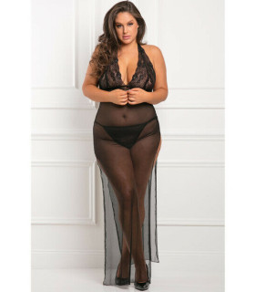 Платье кружевное Rene Rofe, со стрингами, черное, XL/XXL - No Taboo