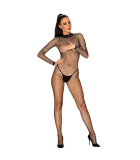 Комбинезон в крупную сеточку Obsessive, черного цвета S/M/L - No Taboo