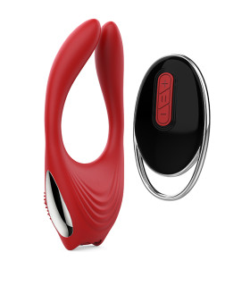 Вібратор для пар Dream Toys Red Revolution з пультом, червоний, 12 х 5.3 см - No Taboo