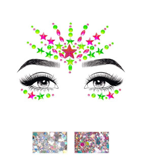Наклейки для лица, что светяться в темноте Leg AvenueVibe Neon Face jewels sticker O/S - No Taboo