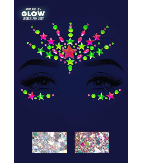 Наклейки для лица, что светяться в темноте Leg AvenueVibe Neon Face jewels sticker O/S - No Taboo