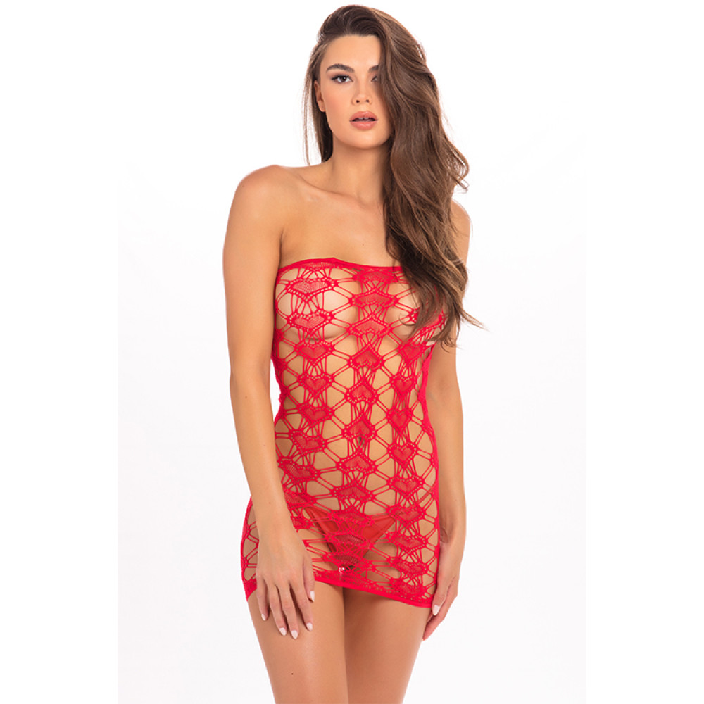 Платье в большую сетку Queen Of Hearts Tube Dress красное, One size, фото №0 — секс шоп Украина, NO TABOO