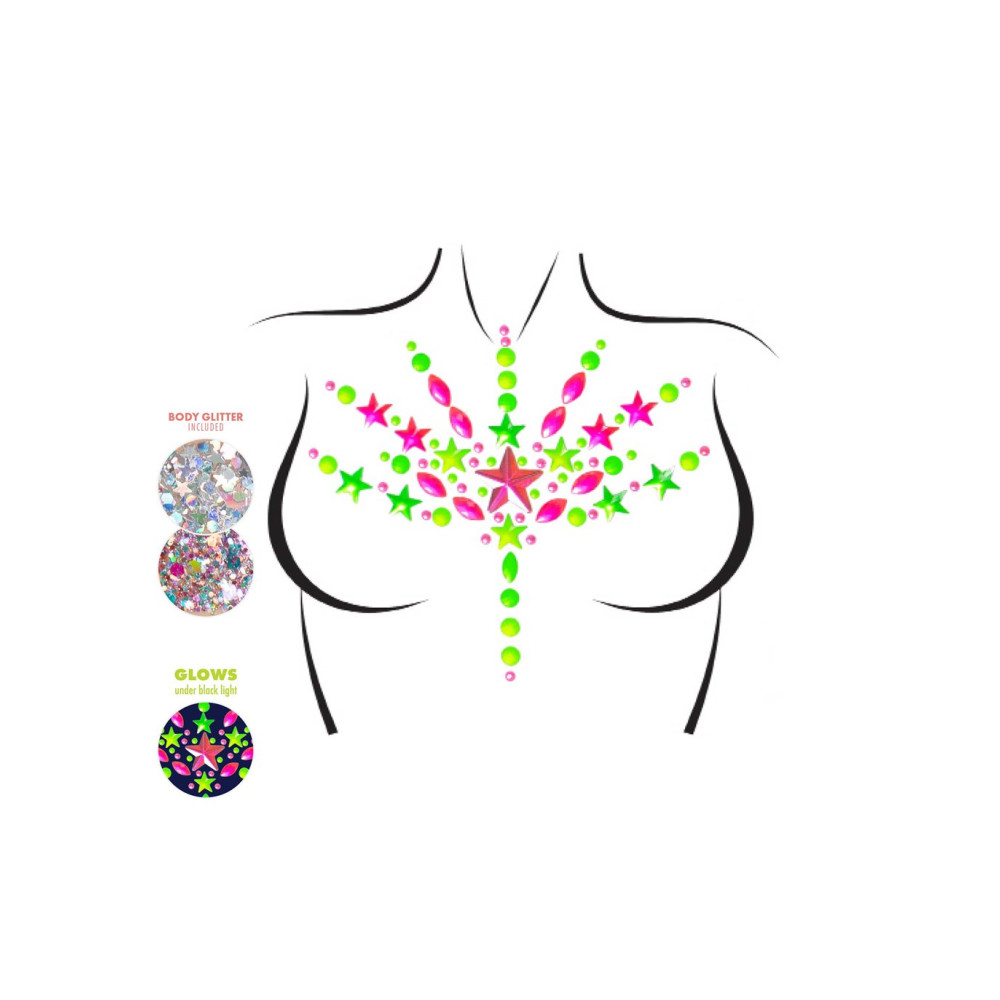 Наклейки на тело, светящиеся в темноте Leg Avenue Bliss Neon Body jewels sticker O/S, фото №0 — секс шоп Украина, NO TABOO