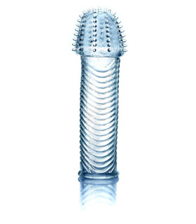 Рельєфна насадка для члена Penis Sleeve, блакитна 14 см - No Taboo