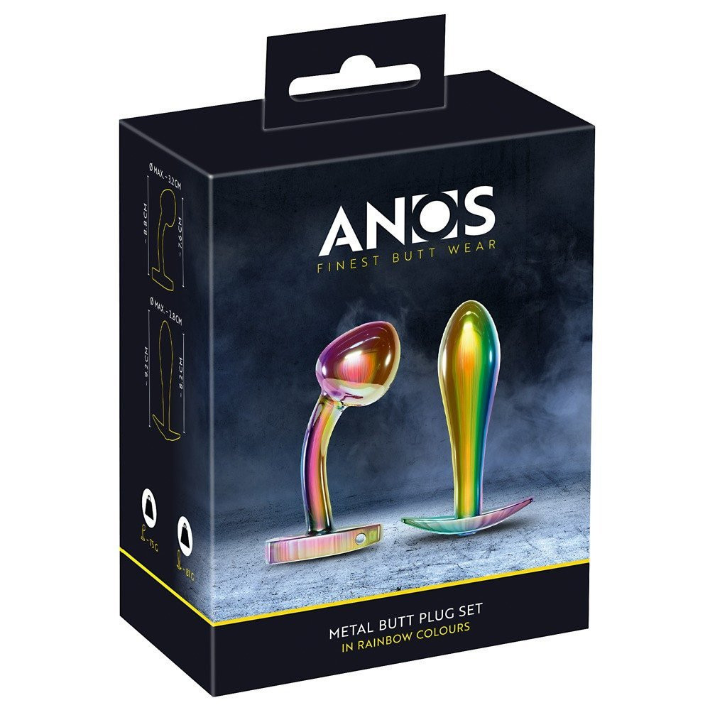 Набор Анальных пробок Anos Metal Butt Plug Set Rainb 2 шт. фото №2 — секс игрушки: Украина, NO TABOO