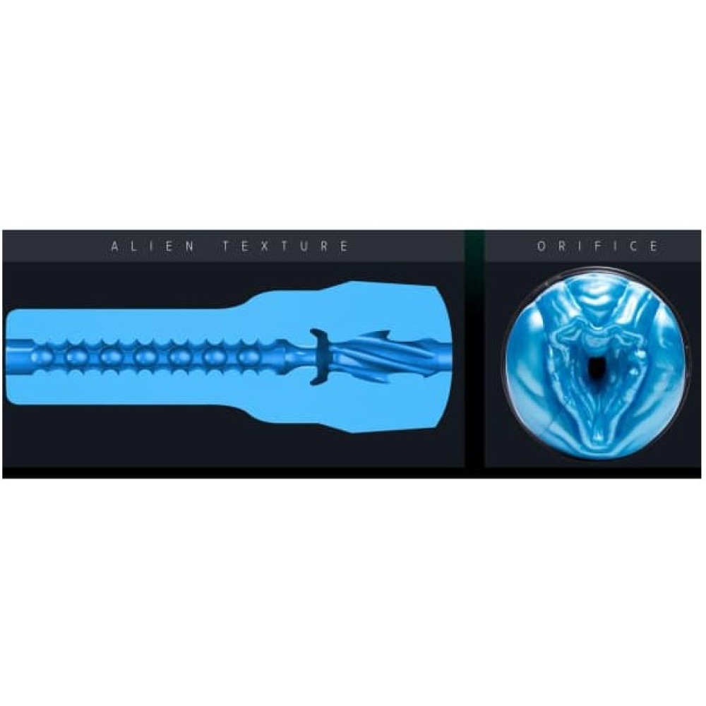 Мастурбатор вагина из киберкожи в колбе Fleshlight Freaks Alien Blue Metallic, синий, 24.8 см фото №3 — секс игрушки: Украина, NO TABOO