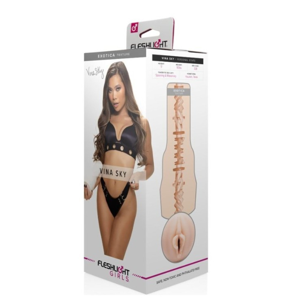Мастурбатор вагина из киберкожи в колбе Fleshlight Girls Vina Sky Exotica, бежевый, 24.8 см фото №2 — секс игрушки: Украина, NO TABOO