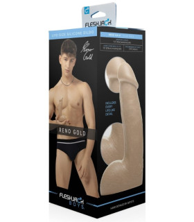 Фаллоимитатор реалистичный из силикона Fleshjack Boys Reno Gold Dildo, бежевый, 17.8 см х 4.6 см - No Taboo