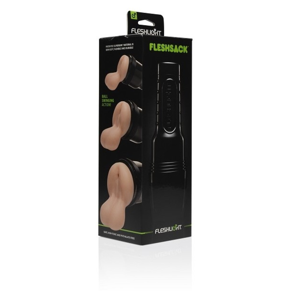 Мастурбатор анус с мошонкой для геев, из киберкожи Fleshlight Light FleshSack, бежевый, 28 см фото №2 — секс игрушки: Украина, NO TABOO
