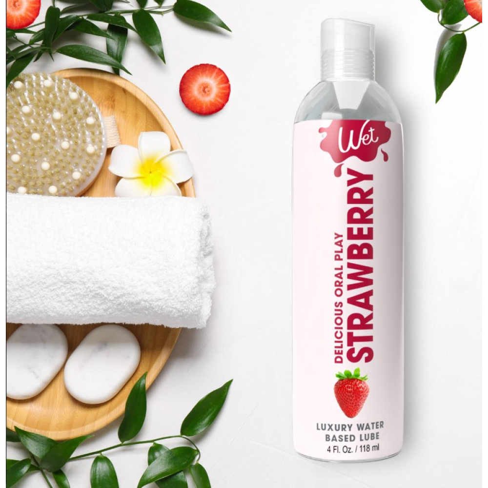 Лубрикант оральный Wet Strawberry 118 мл на водной основе со вкусом клубники, фото №2 — секс шоп Украина, NO TABOO