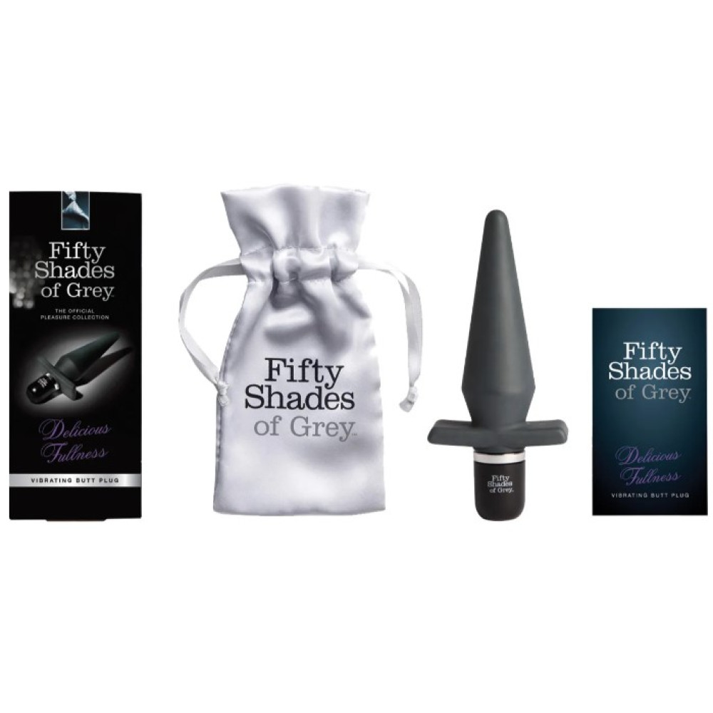 Анальная пробка с вибрацией Fifty Shades Of Grey Delicious Fullness, силиконовая, черная, 13.9 х 3.2 см фото №3 — секс игрушки: Украина, NO TABOO