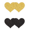 Пестисы в форме сердца Pretty Pasties Glitter Hearts, черные и золотые, O/S, фото №1 — секс шоп Украина, NO TABOO