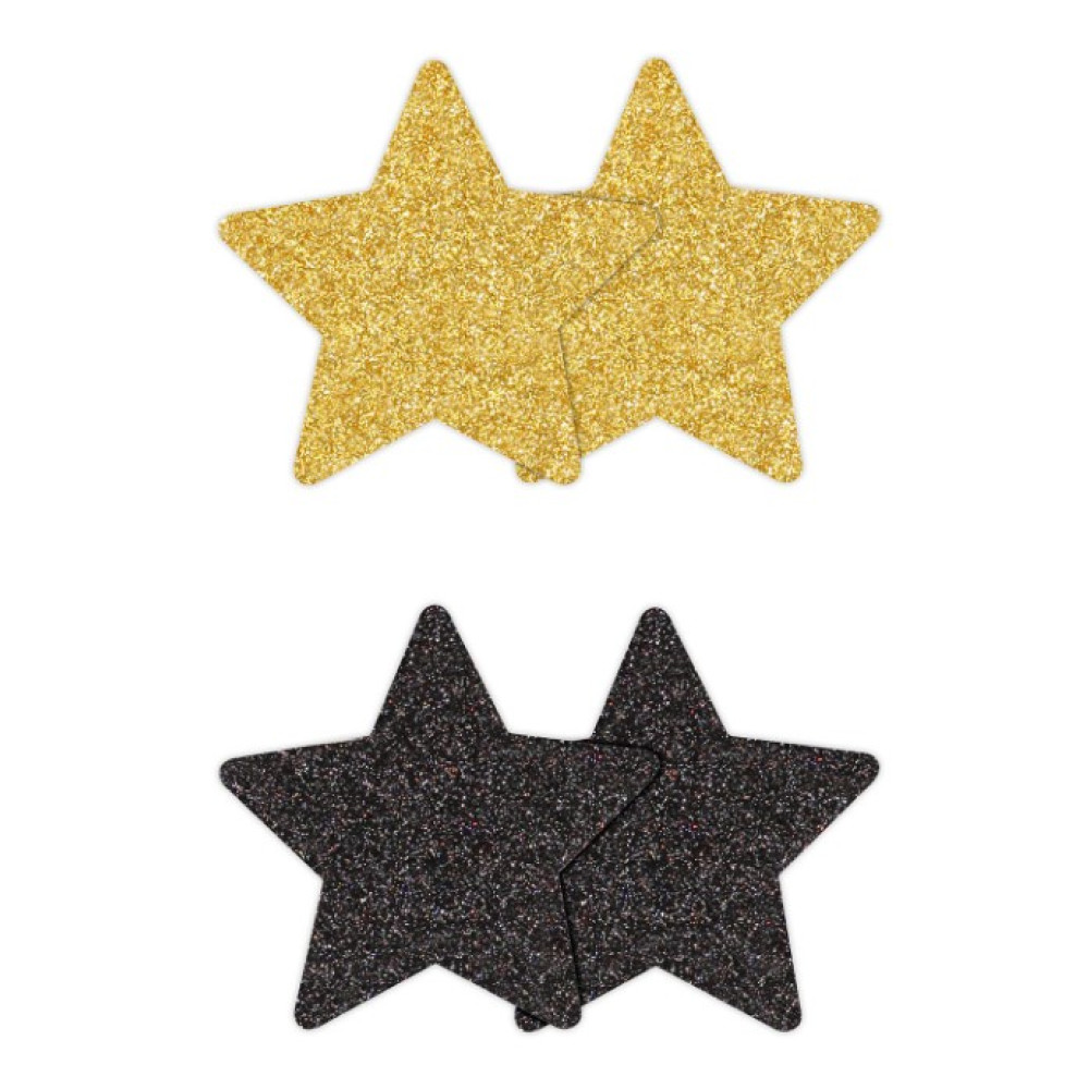 Пестисы в форме звезды Pretty Pasties Stars черные и золотые, O/S, фото №0 — секс шоп Украина, NO TABOO