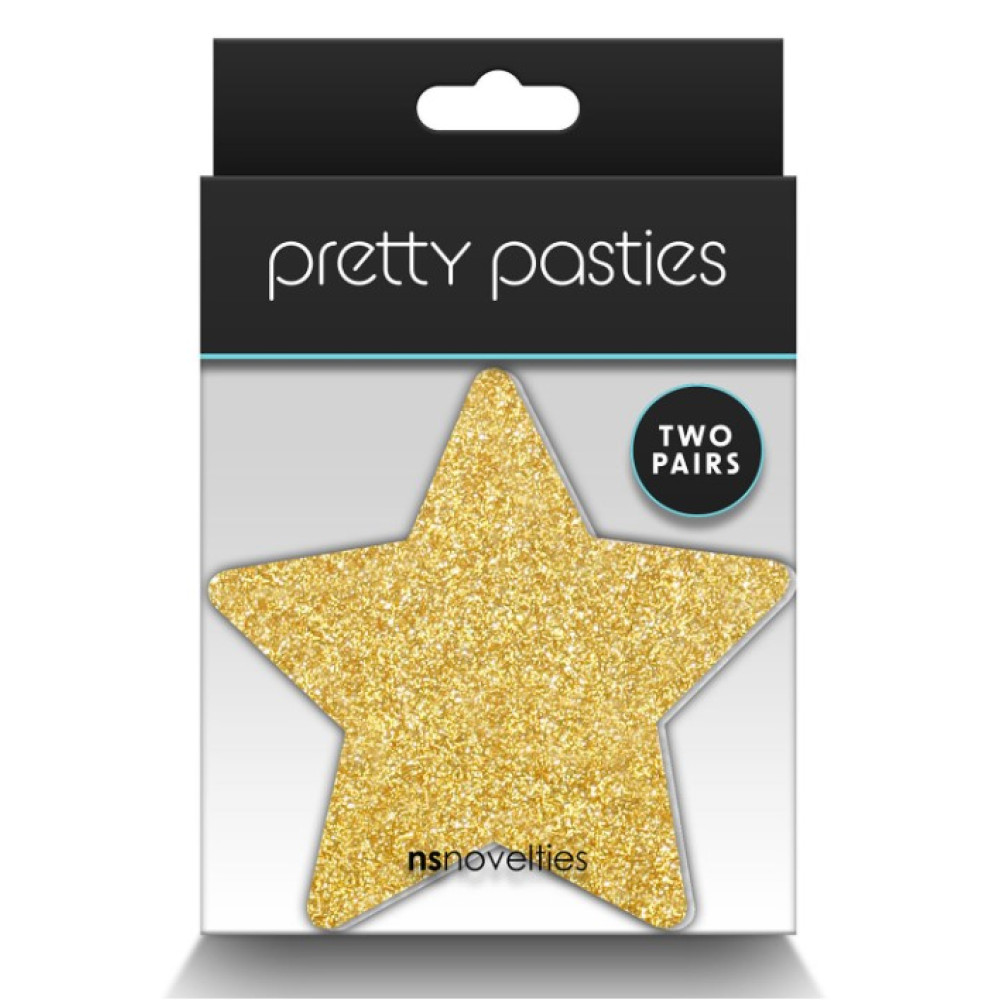 Пестисы в форме звезды Pretty Pasties Stars черные и золотые, O/S, фото №2 — секс шоп Украина, NO TABOO