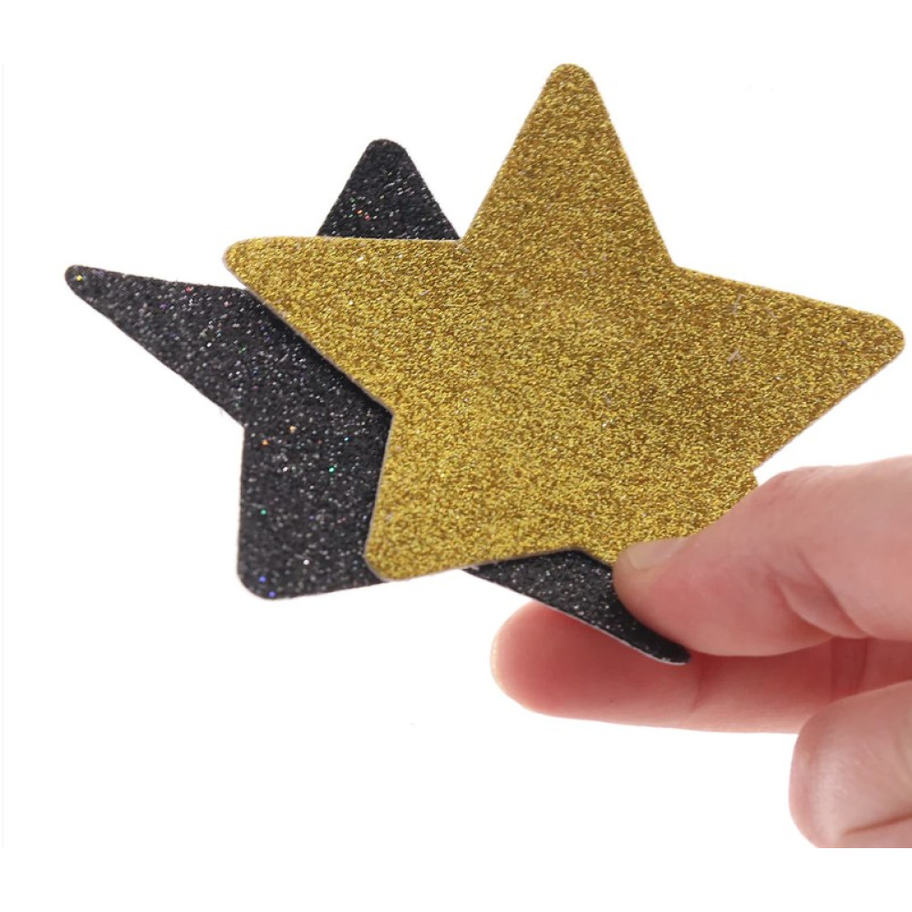 Пестисы в форме звезды Pretty Pasties Stars черные и золотые, O/S, фото №4 — секс шоп Украина, NO TABOO