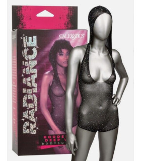 Эротический боди с капишоном Calexotics Radiance Hooded Deep V Bodysuit, черный, O/S - No Taboo